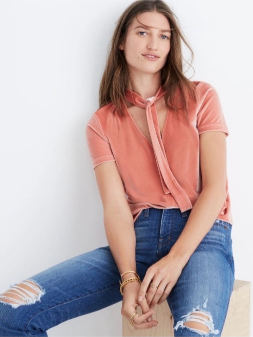 Like New Madewell Velvet Blouse